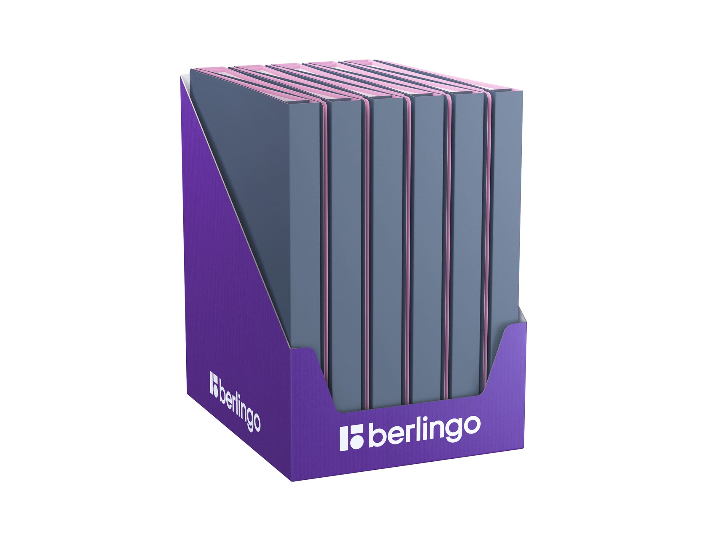 Папка с 40 вкладышами Berlingo "Soft Touch Pro", 24мм, 700мкм, с внутр. карманом, серая, внутр. лиловая, софт-тач