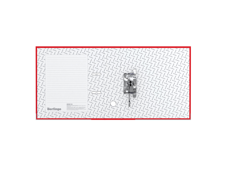 Папка-регистратор Berlingo "Hyper", 80мм, бумвинил, с карм. на корешке,нижний метал. кант, красная