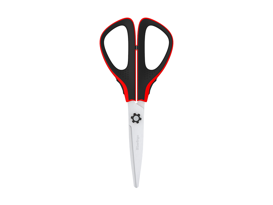 Ножницы Berlingo "Easycut 300", 17,5см, красные, мягкие вставки, европодвес