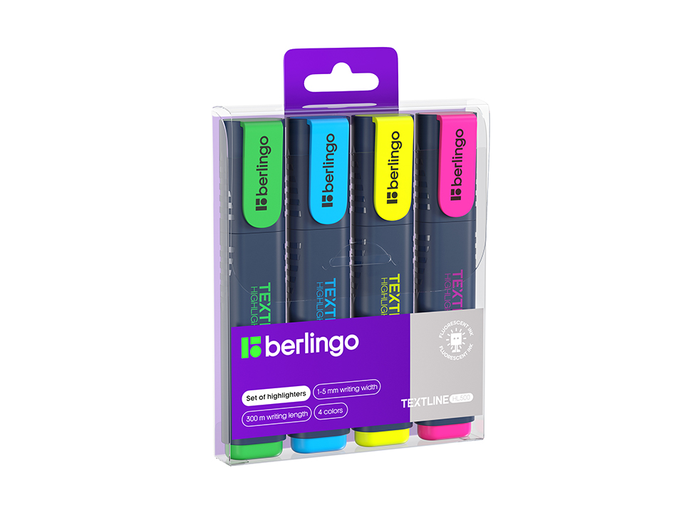 Набор текстовыделителей Berlingo "Textline HL500" 04цв., 1-5мм, европодвес