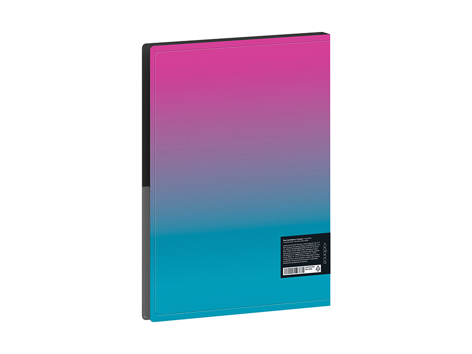 Папка на 2 кольцах Berlingo "Radiance", 24мм, 600мкм, D-кольца, с внутр. карманом, розовый/голубой градиент