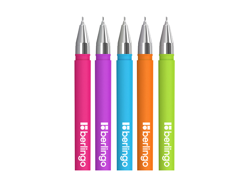 Ручка шариковая Berlingo "Starlight" синяя, 0,7мм, игольчатый стержень, прорезиненный корпус ассорти