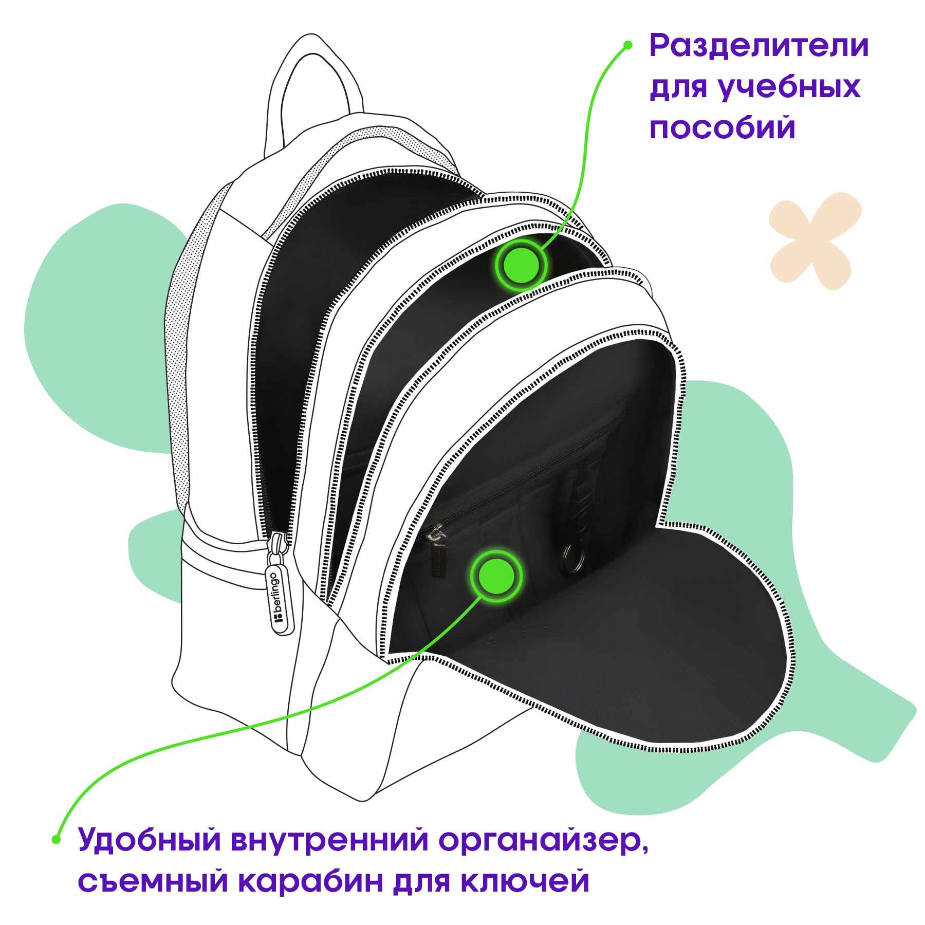 Рюкзак Berlingo Modern "Follow your heart" 38*30*18см, 3 отделения, 2 кармана, эргономичная спинка