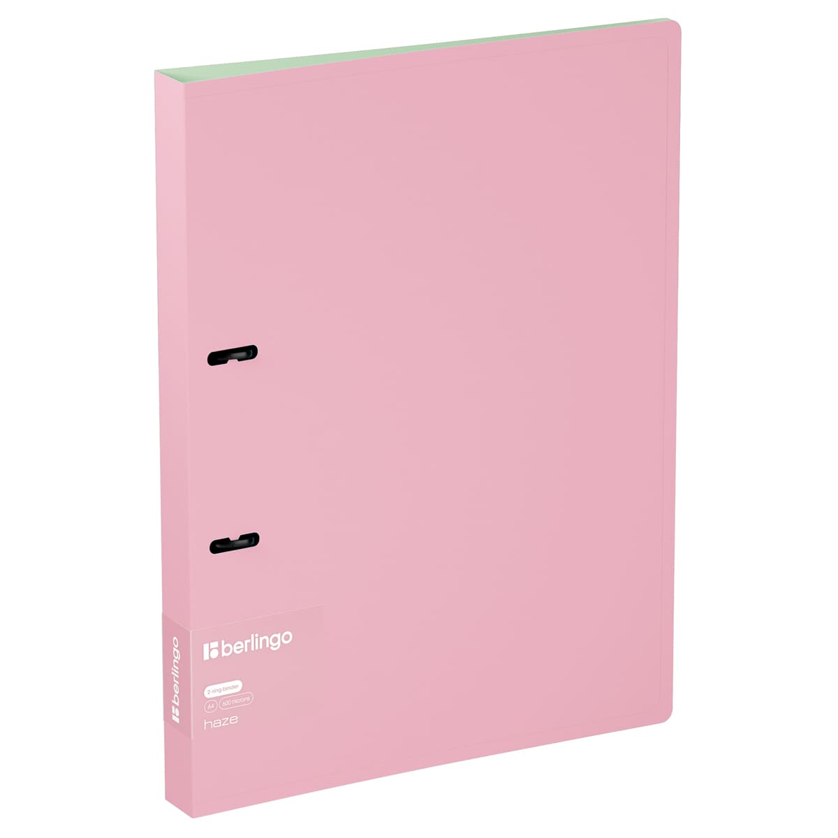 Папка на 2 кольцах Berlingo "Haze" А4, 24мм, 600мкм, D-кольца, с внутр. карманом, розовая, софт-тач