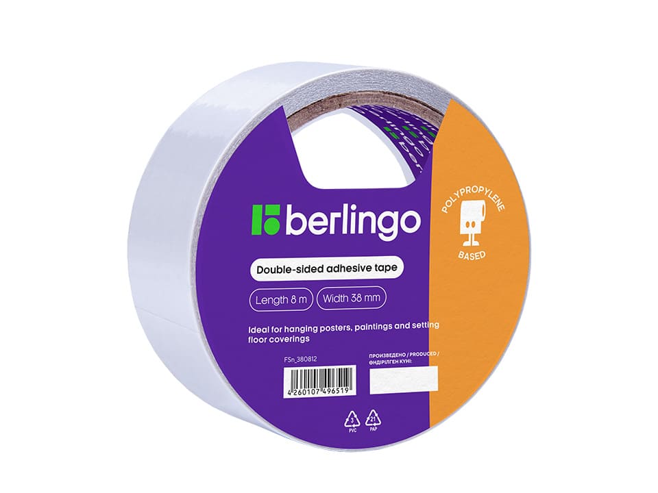Клейкая лента двусторонняя Berlingo, 38мм*8м, основа-полипропилен