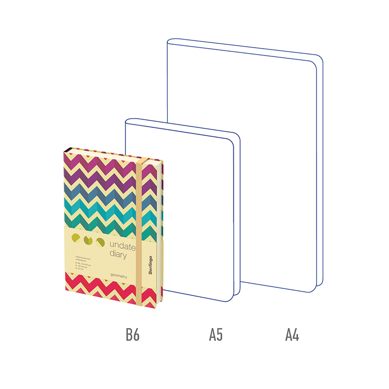 Ежедневник недатир. В6, 136л., кожзам, Berlingo "Geometry", с рисунком