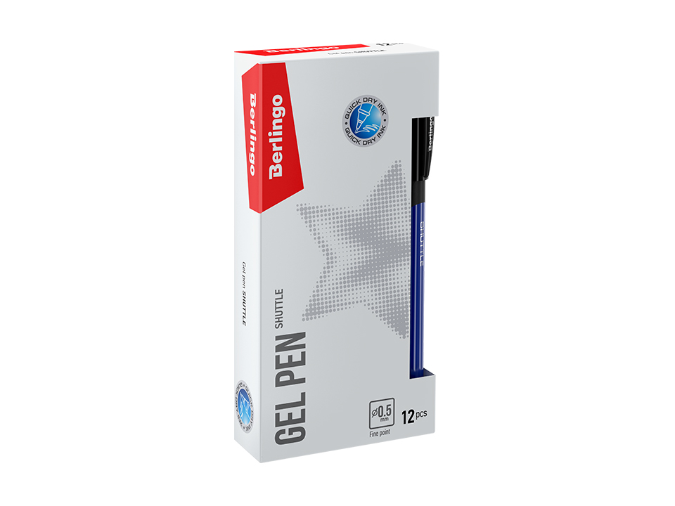 Ручка гелевая Berlingo "Shuttle" синяя, 0,5мм, игольчатый стержень