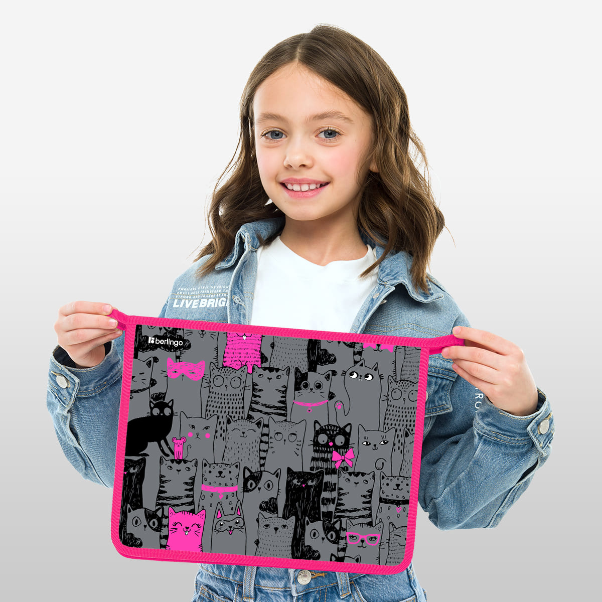 Папка для тетрадей 1 отделение, А4 Berlingo "Happy Cats", 340*245*40 мм, пластик, на молнии