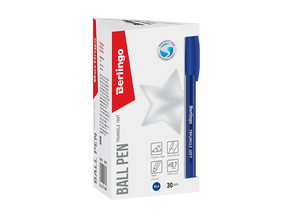 Ручка шариковая Berlingo "Triangle 100T" синяя, 0,7мм, трехгран., игольчатый стержень