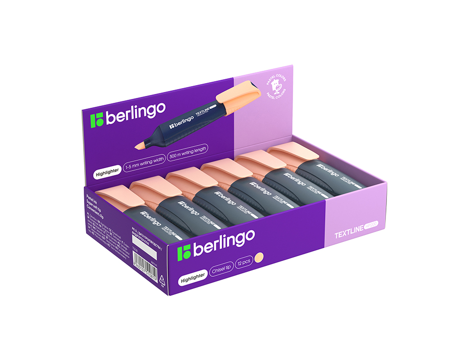 Текстовыделитель Berlingo "Textline HP200" пастельный цвет, абрикос, 1-5мм