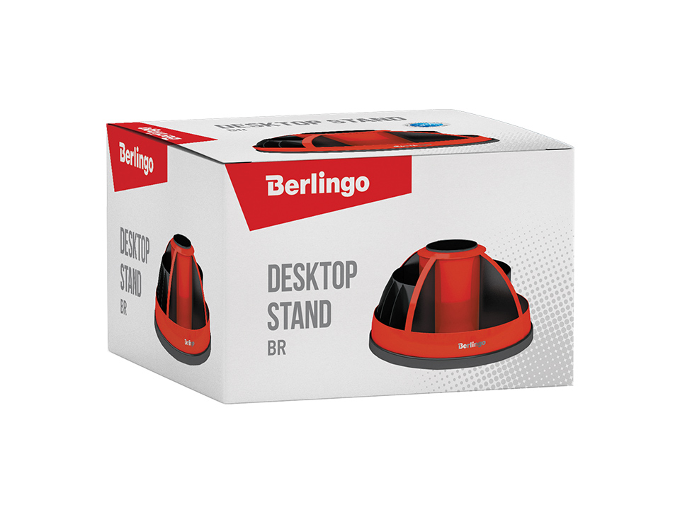 Настольная подставка Berlingo "BR", пластиковая, вращающаяся, черный/красный