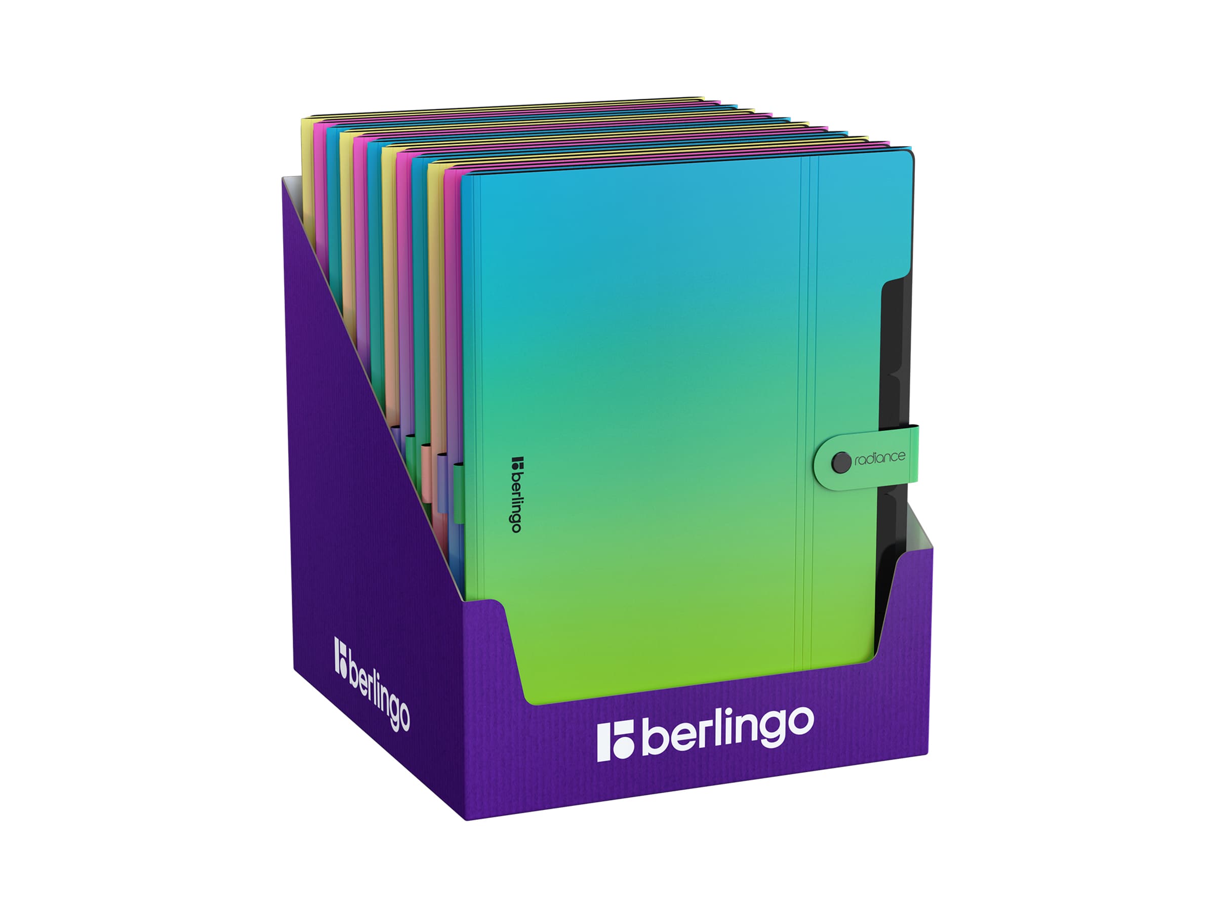 Папка 5 отделений Berlingo "Radiance", А4, 600мкм, на кнопке, ассорти