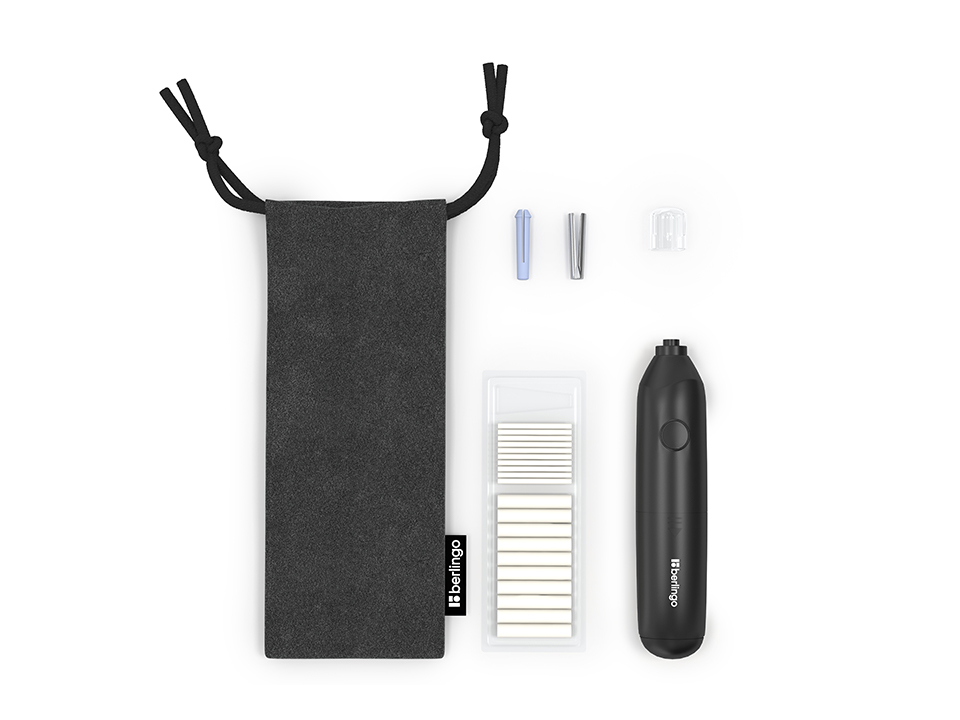 Ластик электрический Berlingo “Eraze”, в комплекте 20 сменных ластиков, мешочек для хранения, PVC бокс