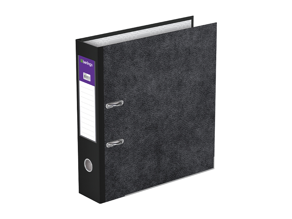 Папка-регистратор Berlingo "Standard", 70мм, мрамор, с карм. на корешке, нижний метал. кант, черная