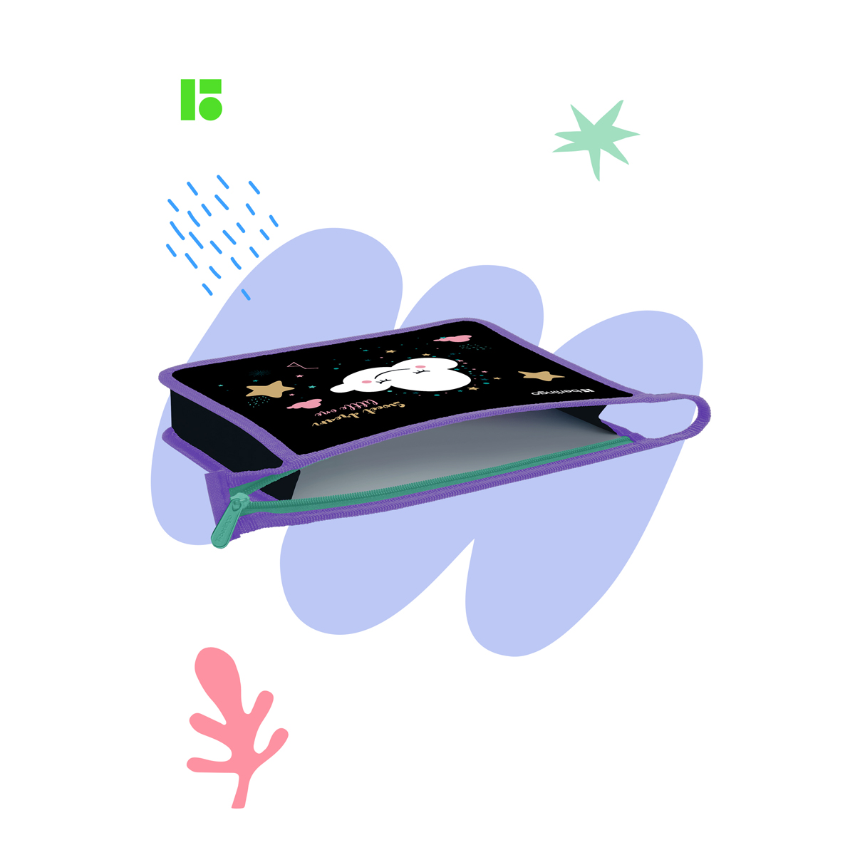 Папка для тетрадей 1 отделение, А5 Berlingo "Little cloud", 240*205*40мм, пластик, на молнии