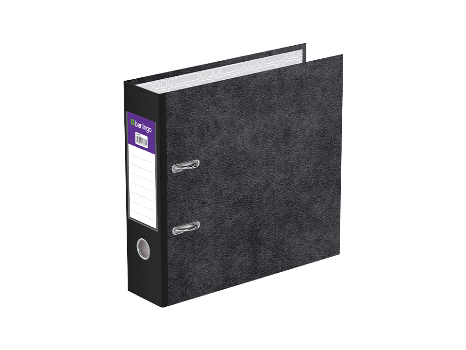 Папка-регистратор Berlingo "Standard", 70мм, А5, мрамор, с карманом на корешке, черная