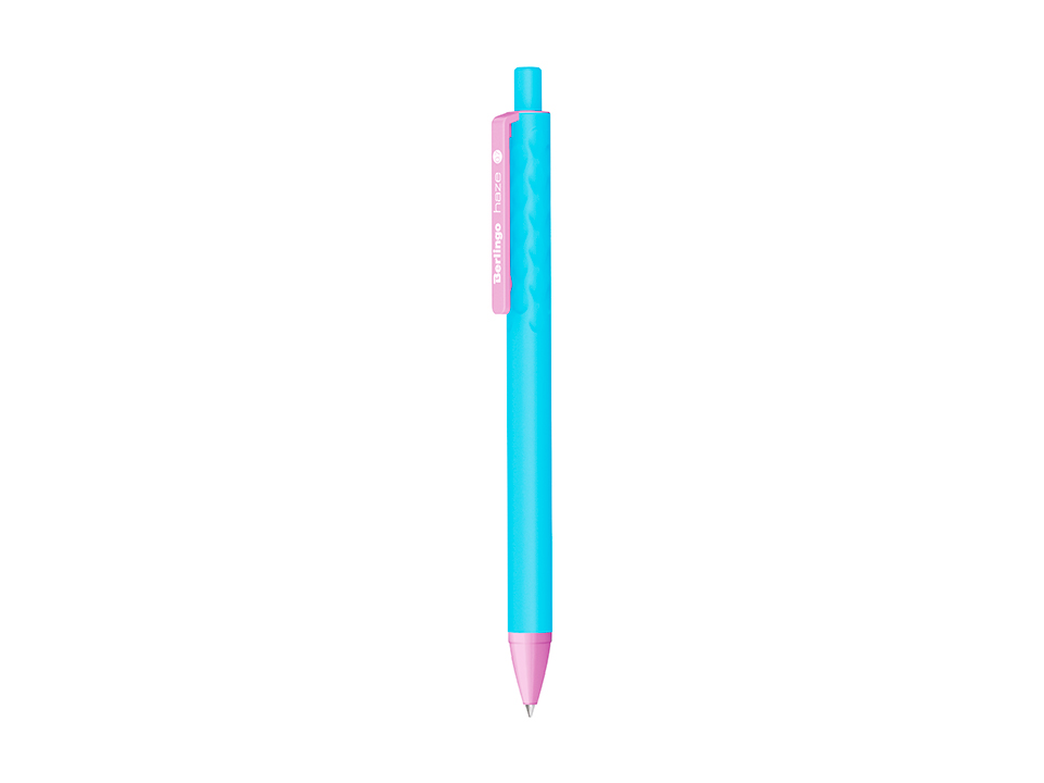 Ручка шариковая автоматическая Berlingo "Haze" 0,7мм, синяя, прорезин. корпус, корпус ассорти