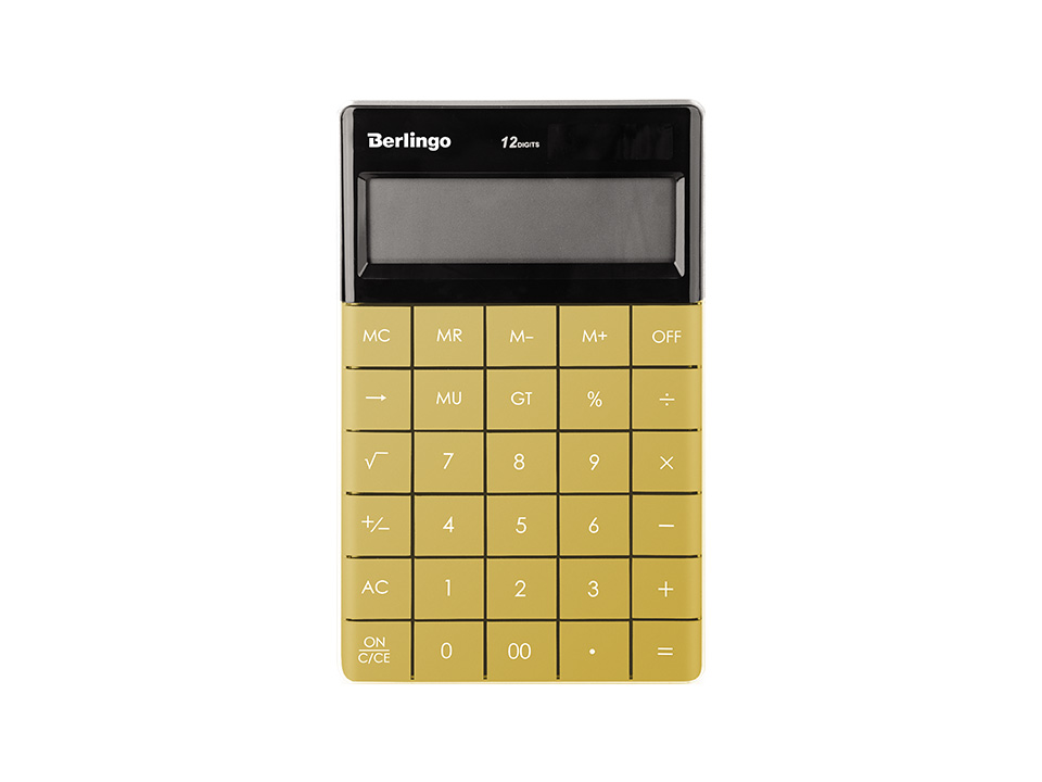 Калькулятор настольный Berlingo "PowerTX", 12 разр., двойное питание, 165*105*13мм, золотой