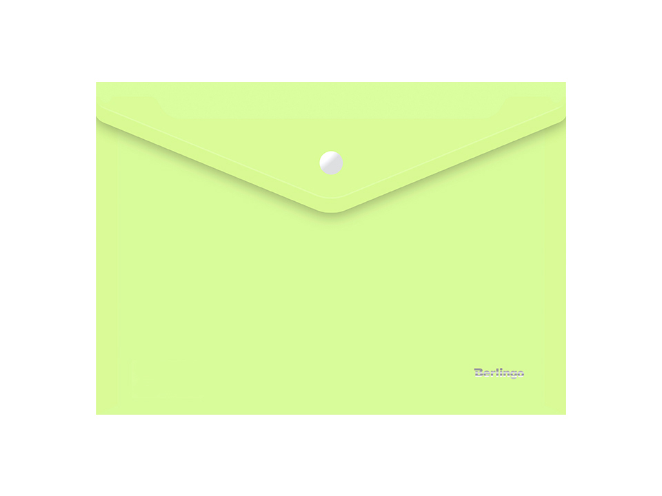 Папка-конверт на кнопке Berlingo "Starlight" А4, 180мкм, прозрачная салатовая, индив. ШК