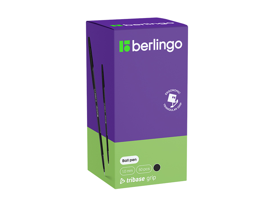 Ручка шариковая Berlingo "Tribase grip" черная, 1,0мм, грип