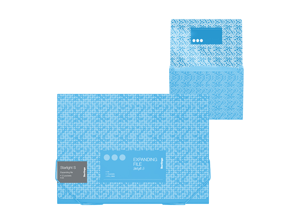 Папка на резинке, 12 отделений Berlingo "Starlight S" А4, 230*335*35мм, 700мкм,голубая, c рисунком