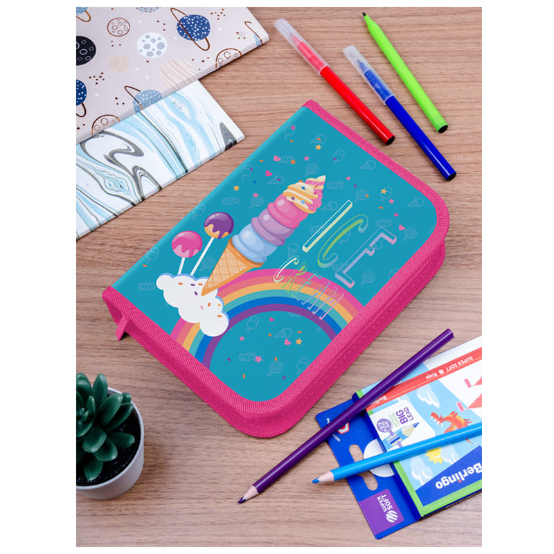 Пенал 1 отделение, 200*140*40 Berlingo "Rainbow ice-cream", полиэстер, блестки