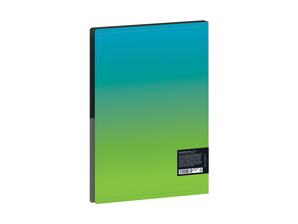 Папка на 2 кольцах Berlingo "Radiance", 24мм, 600мкм, D-кольца, с внутр. карманом, голубой/зеленый градиент