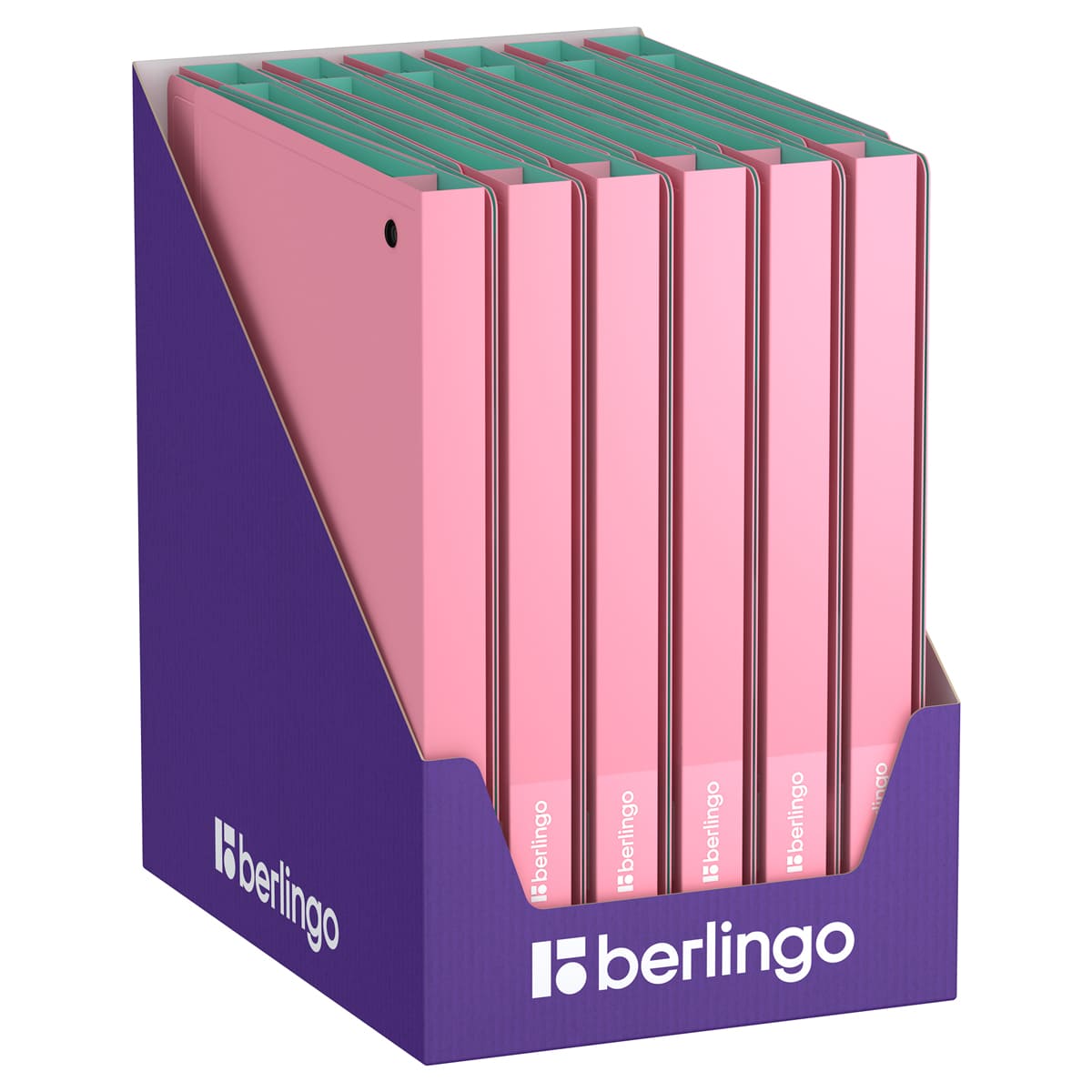 Папка на 4 кольцах Berlingo "Haze" А4, 24мм, 600мкм, D-кольца, с внутр. карманом, розовая, софт-тач