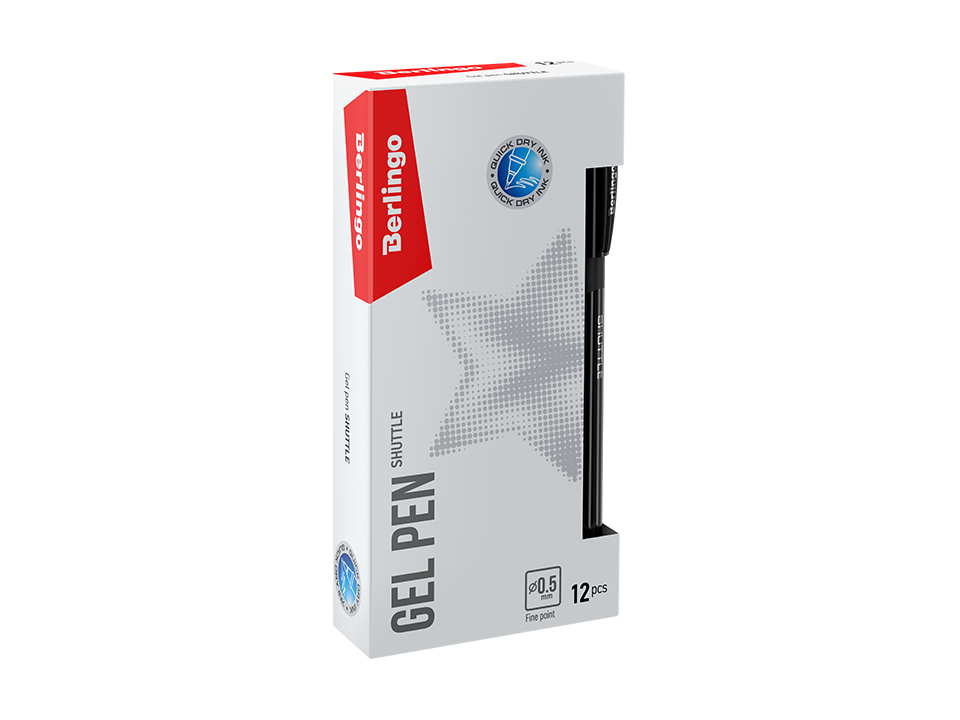 Ручка гелевая Berlingo "Shuttle" черная, 0,5мм, игольчатый стержень