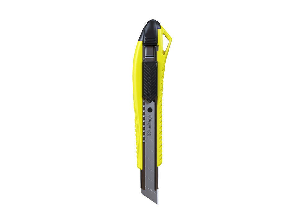 Нож канцелярский 18мм Berlingo "Razzor 200", auto-lock, металл. направл., желтый, европодвес