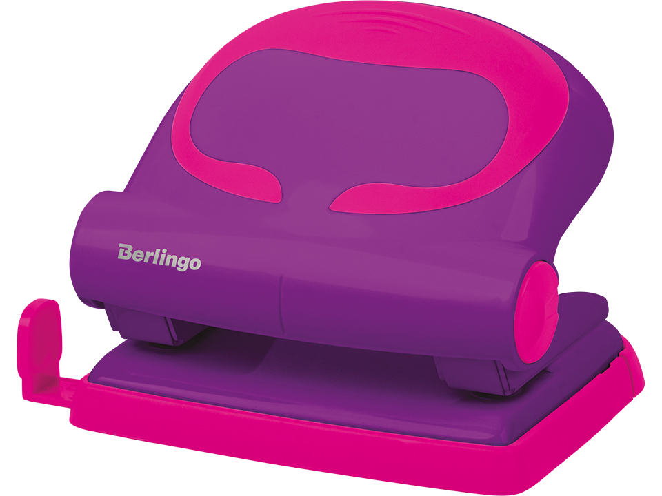 Дырокол Berlingo "Fuze" 20л., пластиковый, фиолетовый, с линейкой