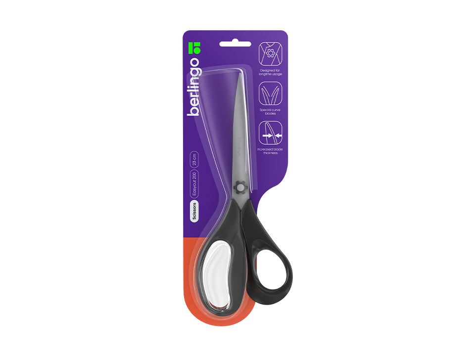 Ножницы Berlingo "Easycut 200" 23см, эргономичные ручки, европодвес