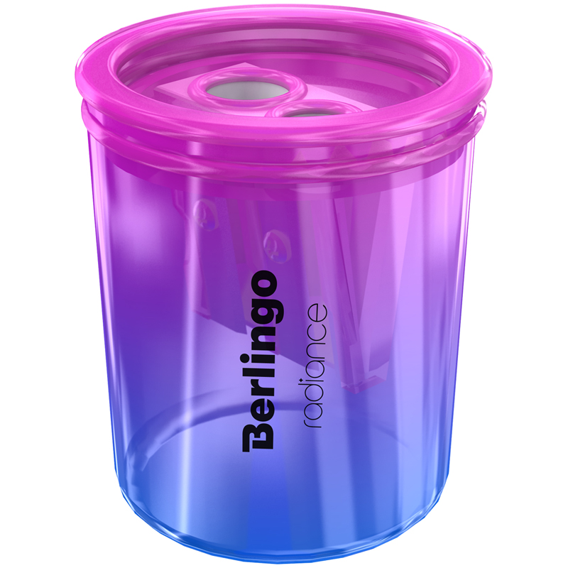 Точилка пластиковая Berlingo "Radiance" 2 отверстия, контейнер, ассорти