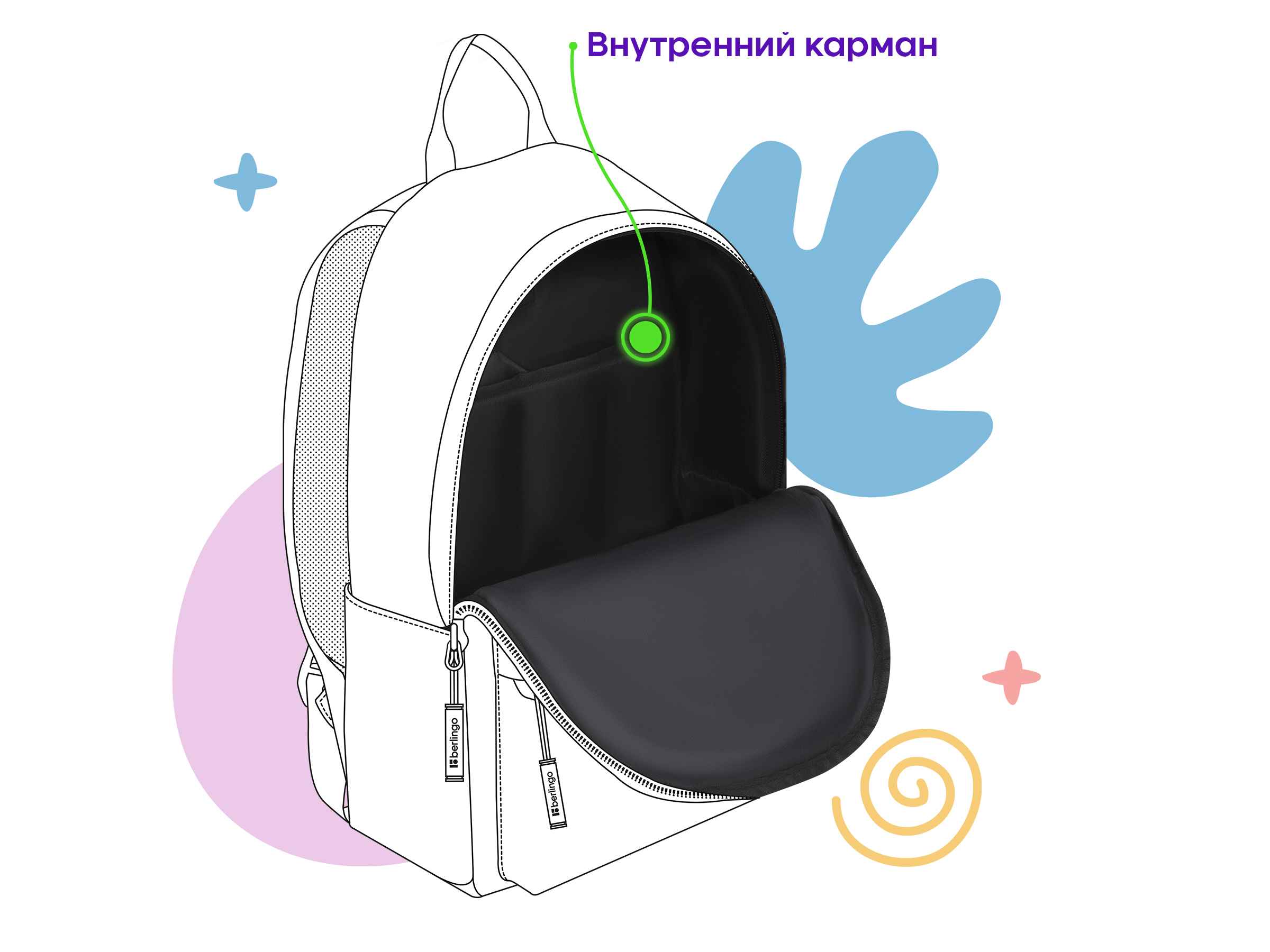 Рюкзак Berlingo "Multi color" 42*29*15 см, 1 отделение, 3 кармана, уплотненная спинка