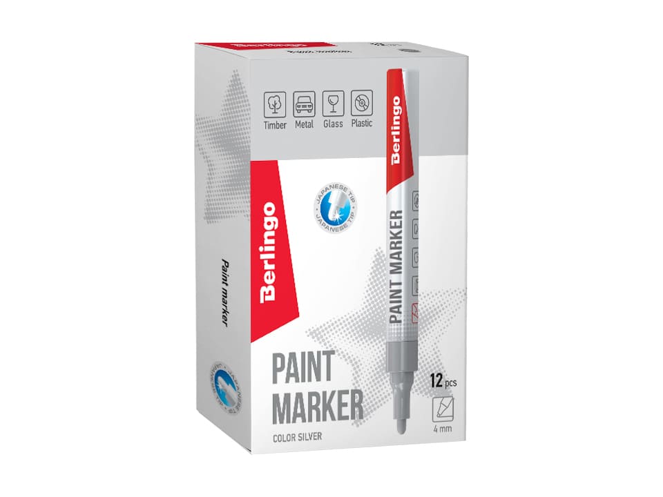 Маркер-краска Berlingo "Uniline PA400" серебро, 2-4мм, нитро-основа