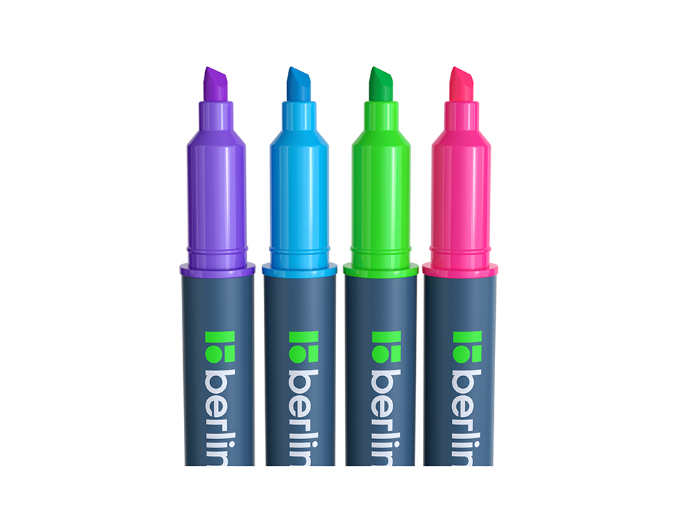 Набор текстовыделителей двусторонних Berlingo "Textline HL220" 4шт., 05цв., 0,5-4мм, европодвес