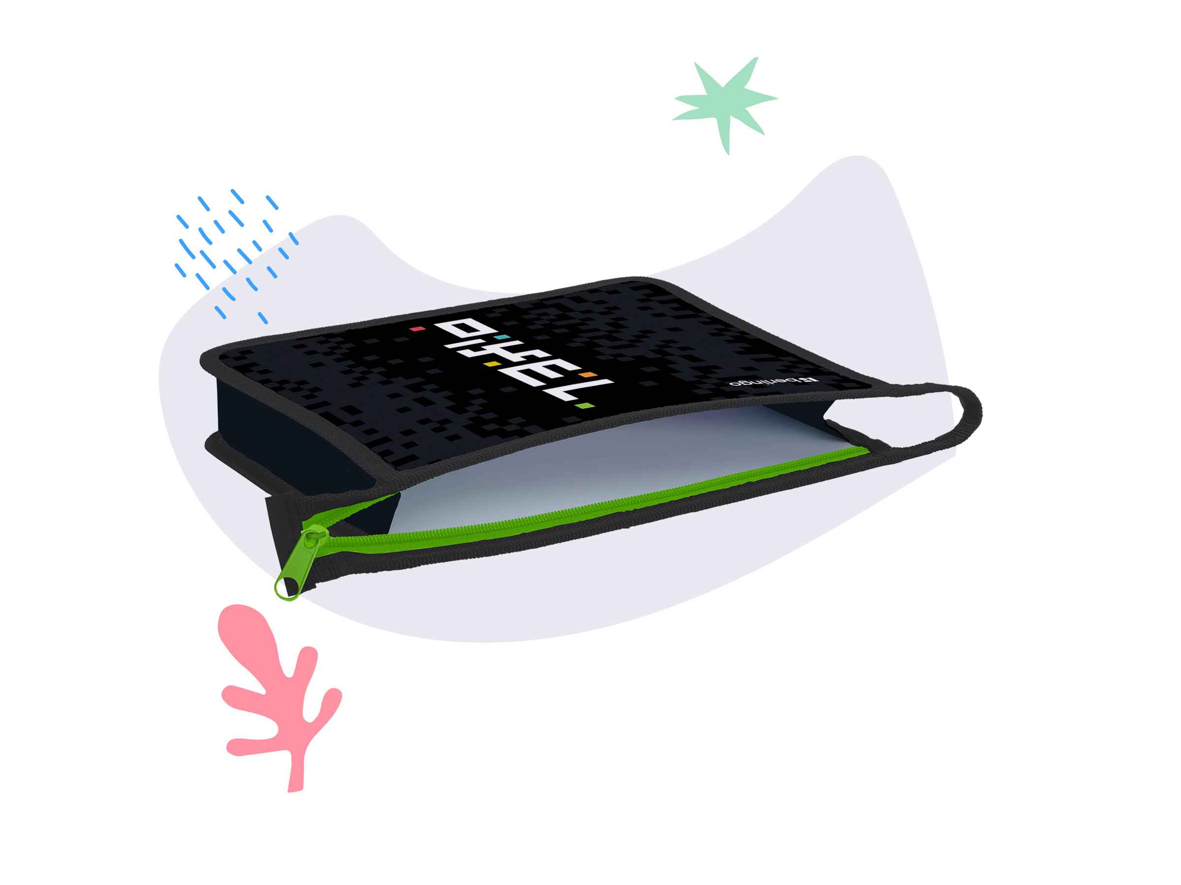 Папка для тетрадей 1 отделение, А5 Berlingo "Pixel style", 240*205*40мм, пластик, на молнии