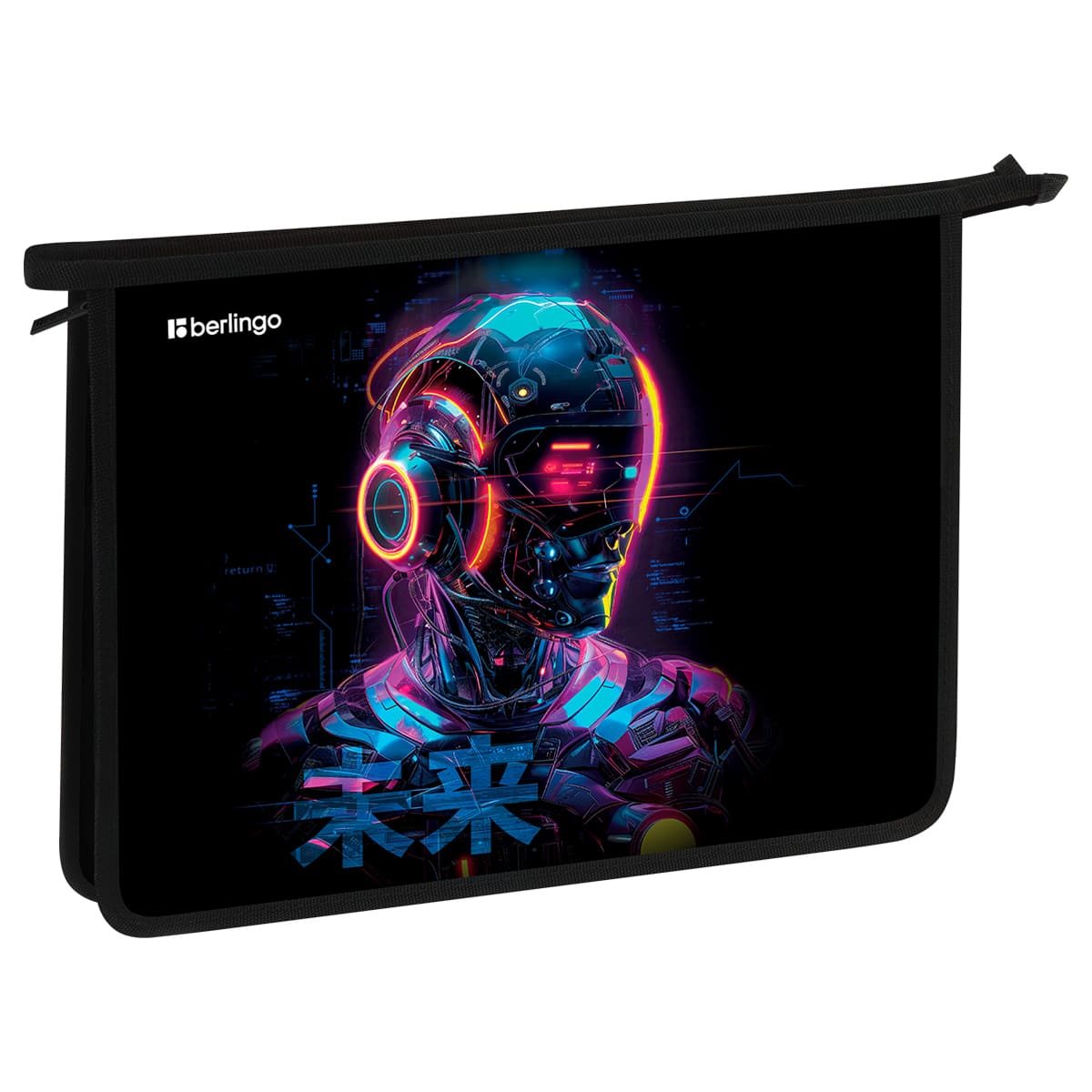 Папка для тетрадей 1 отделение, А4 Berlingo "Cyberpunk", 340*245*40 мм, пластик, на молнии