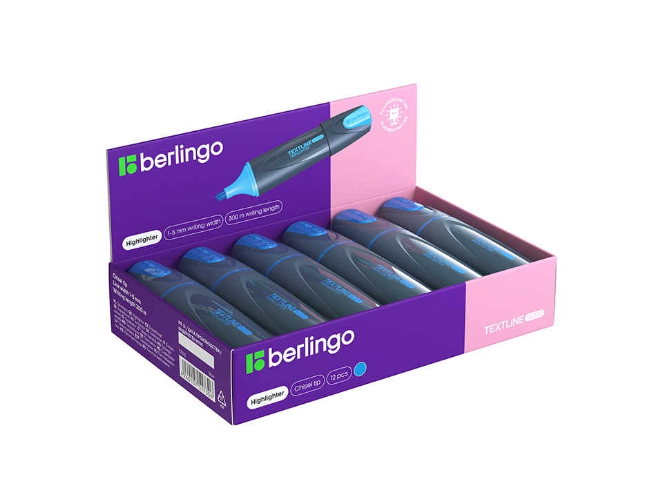Текстовыделитель Berlingo "Textline HL300" голубой, 1-5мм