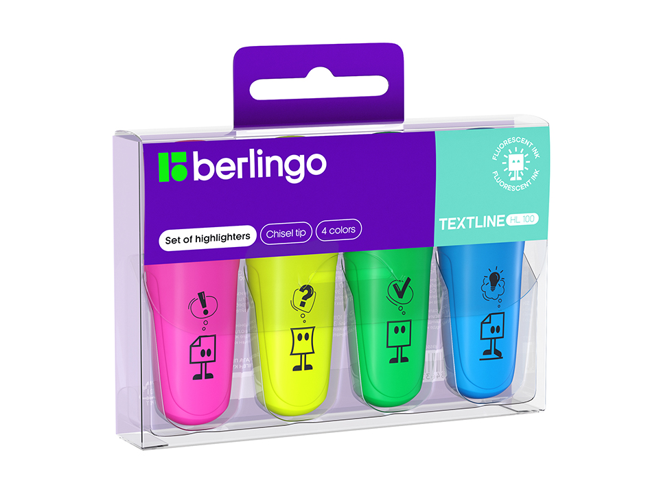 Набор текстовыделителей Berlingo "Textline HL100" мини, 04цв., 1-5мм, европодвес