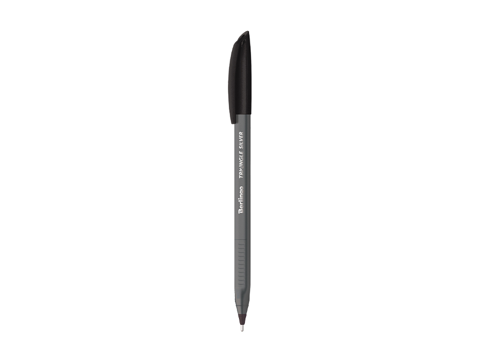Ручка шариковая Berlingo "Triangle Silver" черная, 1,0мм, трехгран.
