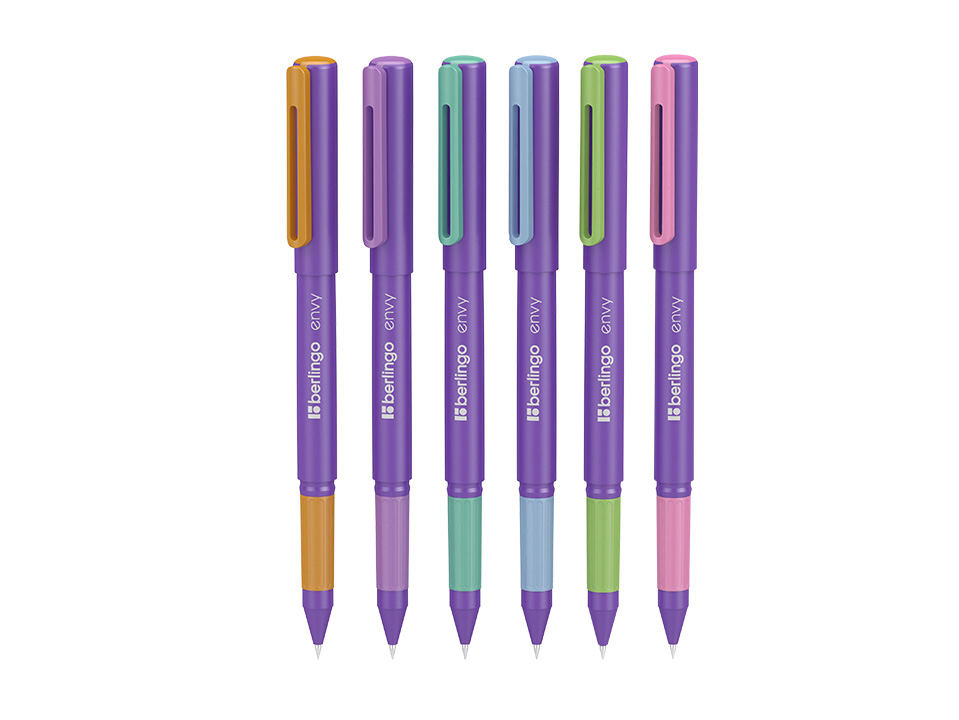 Ручка шариковая Berlingo "Envy" синяя, 0,7мм, игольчатый стержень, грип, корпус ассорти