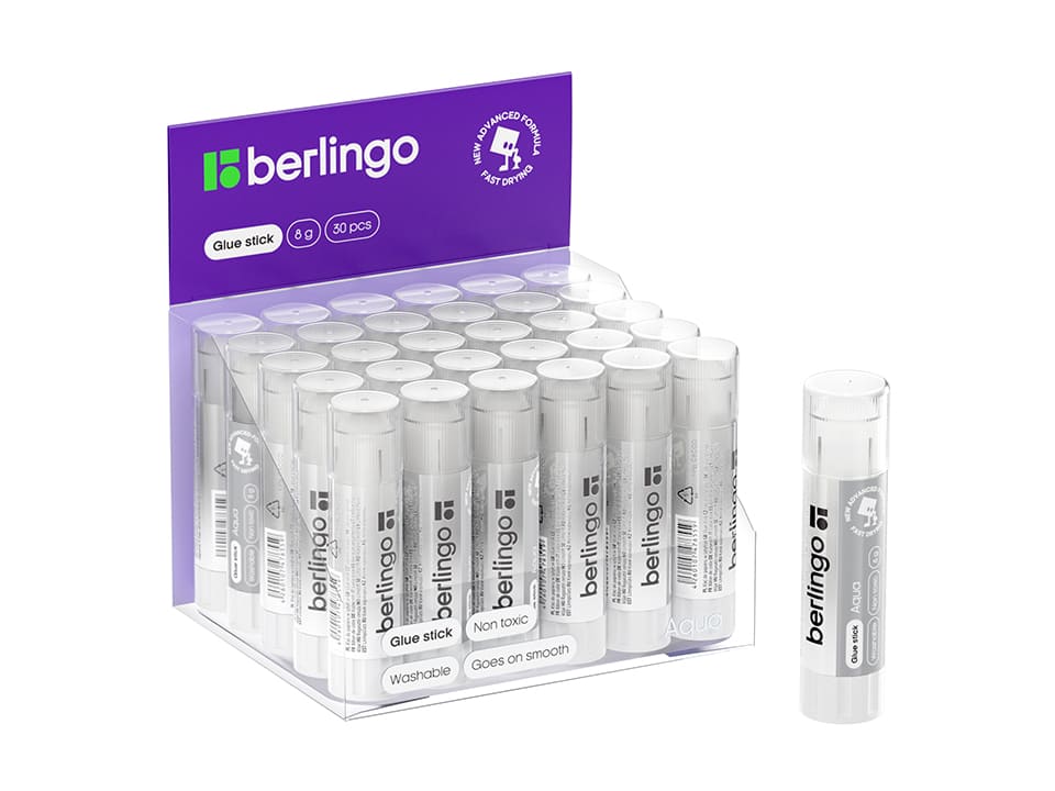 Клей-карандаш Berlingo "Aqua", 08г, прозрачный, ПВП